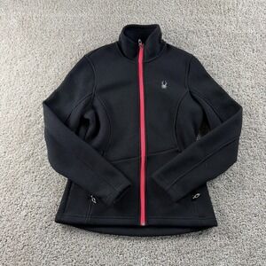 Spyder Core Sweater Jacket Womens Medium Black Full Zip Knit Ski Hiking